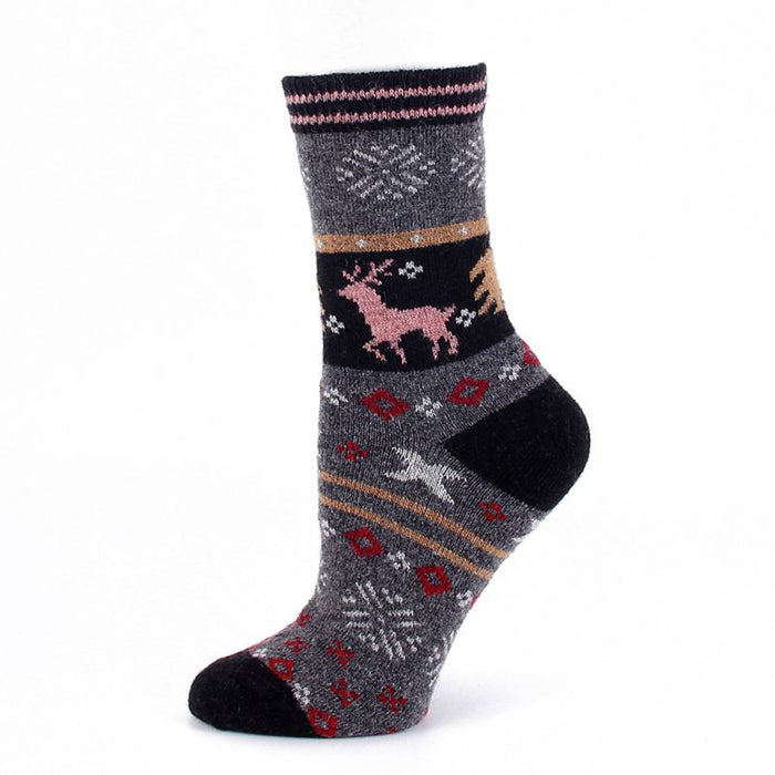 Outdoor Sport Socks Christmas Woolen Socks Winter Warm Cartoon Crew Socks Soft Cute Elk Slipper Socks