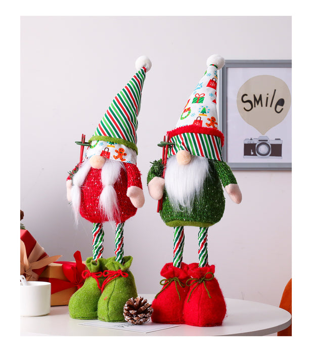 Christmas New Big Foot Telescopic Rod A Tall Hat Rudolf Doll Faceless Toy Decorations