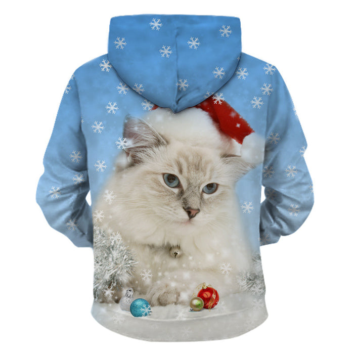 Unisex Christmas Ugly Cat Funny Snowman Christmas sweater Pockets  Funny Christmas Party