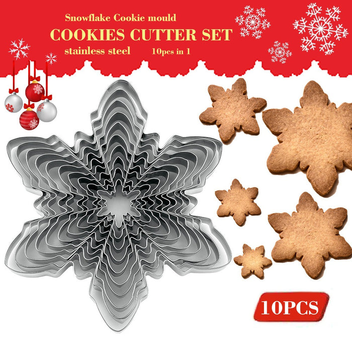 Christmas  snowflake three-dimensional biscuit mold biscuit cut into 10 pieces set