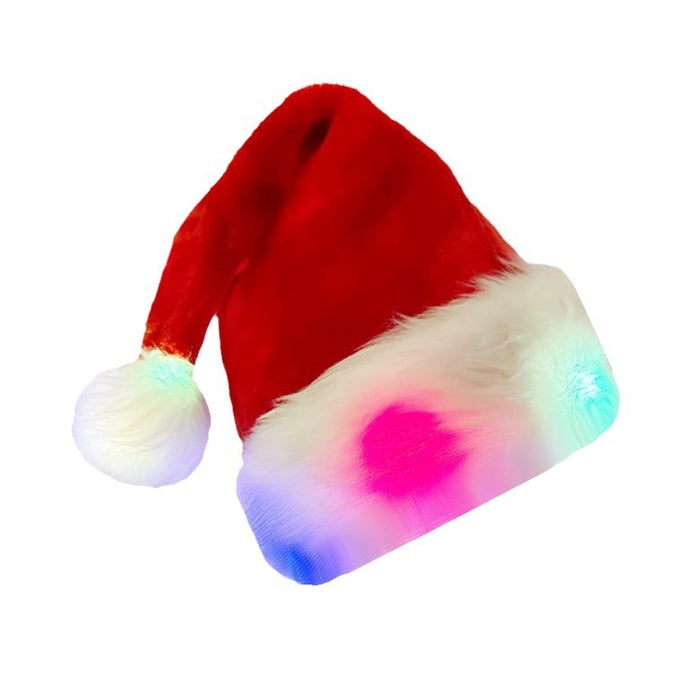 LED luminous high end plush children adult Christmas hat full hat with light Christmas decoration supplies