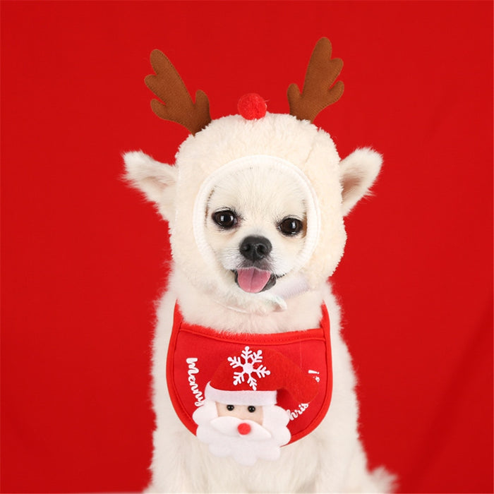 Dog Christmas Bandana Santa Hat Dog Scarf