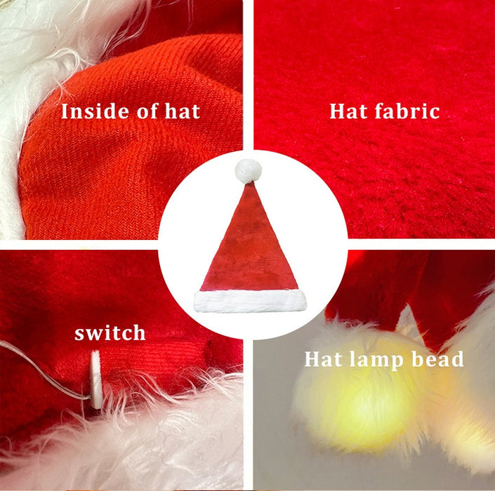 LED luminous high end plush children adult Christmas hat full hat with light Christmas decoration supplies