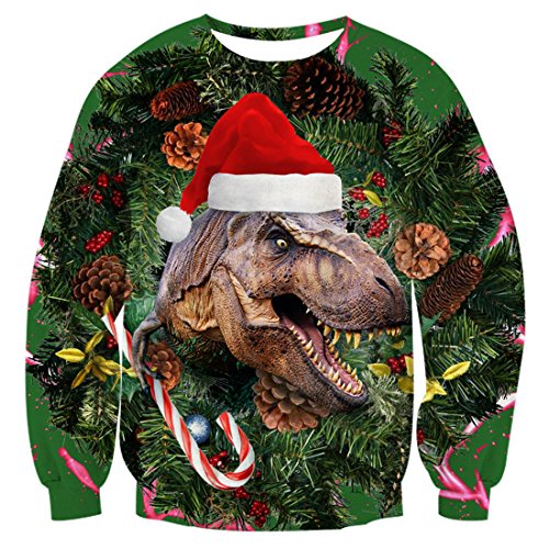 Unisex Women Christmas Sweater ugly Christmas Sweater Men Pullover Winter Plus Size Funny Autumn Tops Clothing Dinosaur