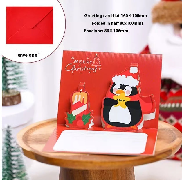 Christmas Stereoscopic Greeting Cards Diy Christmas Eve Gift Cartoon Blessing