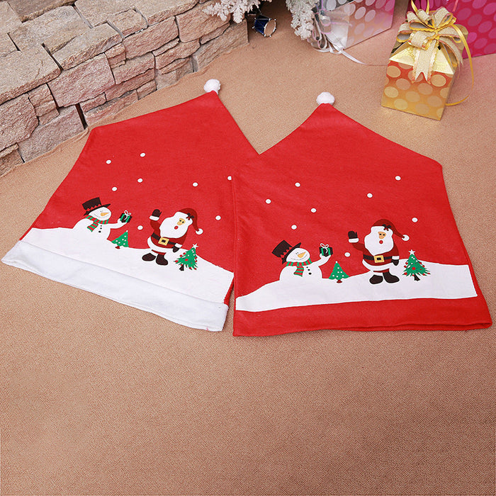 Christmas Chair Cover Paint Printing Non-Woven Santa Claus Christmas Day Table Decoration Supplies Chair Cap