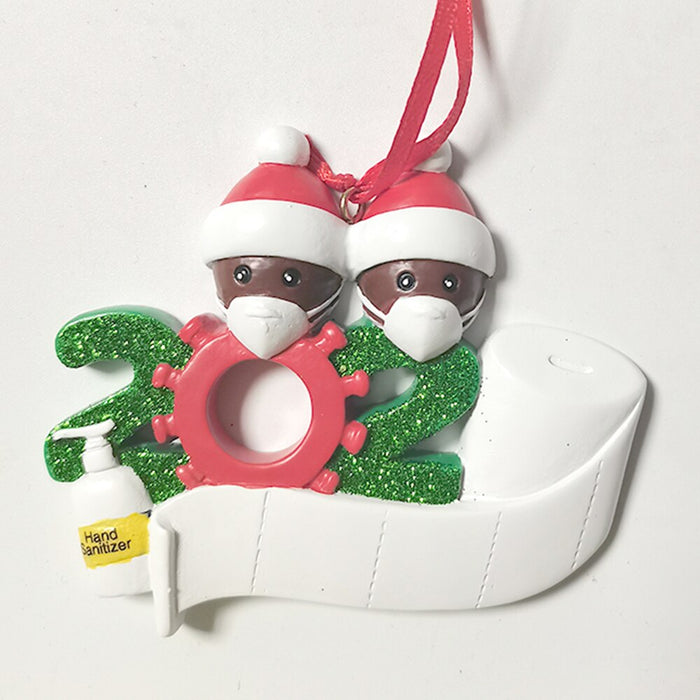 Quarantine Christmas Decoration Gift Personalized Hanging Ornament Pandemic -Social Party Distancing Santa Claus with Mask