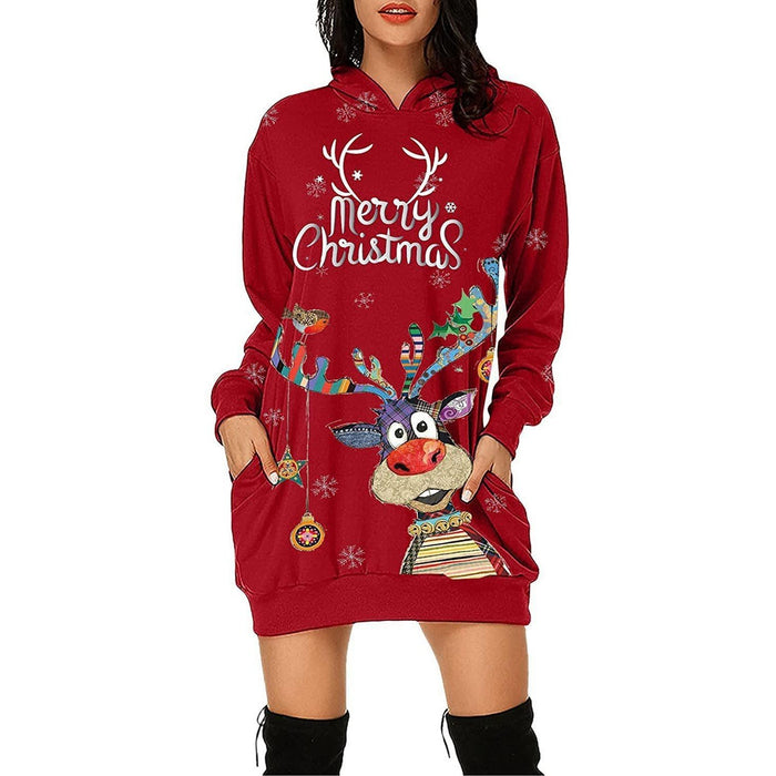 New Winter Women's Christmas Hoodie Skirt