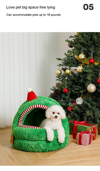 Christmas Green Furry bed Removable Washing