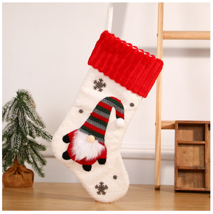 Christmas Decoration Embroidered Old Man Christmas Candy Socks Gift Bag Pendant