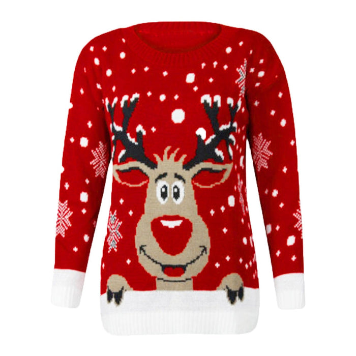 Christmas Reindeer Printed Sweater Popular Women O-Neck Long Sleeve Tops Hot Sale Womens Autumn Winter Casual Clothes #T