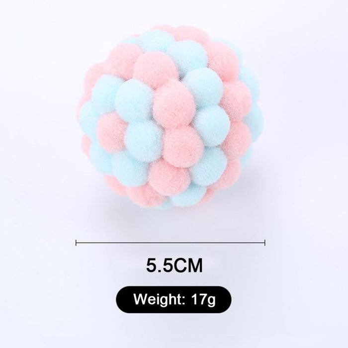 1 PC Pet Supplies Cat Self-excited Ball Funny Cat Ball Plush Bell Ball Multicolor Stitching Christmas Color Cat Throwing Toys