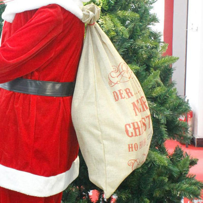 Big Size Merry Christmas Linen Gift Bag Santa Claus Sacks