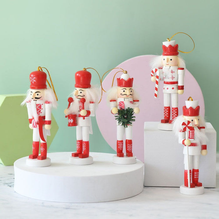 13CM Nutcracker Soldier Puppet Drum Style British Christmas Decoration Holiday Small Gift Pendant