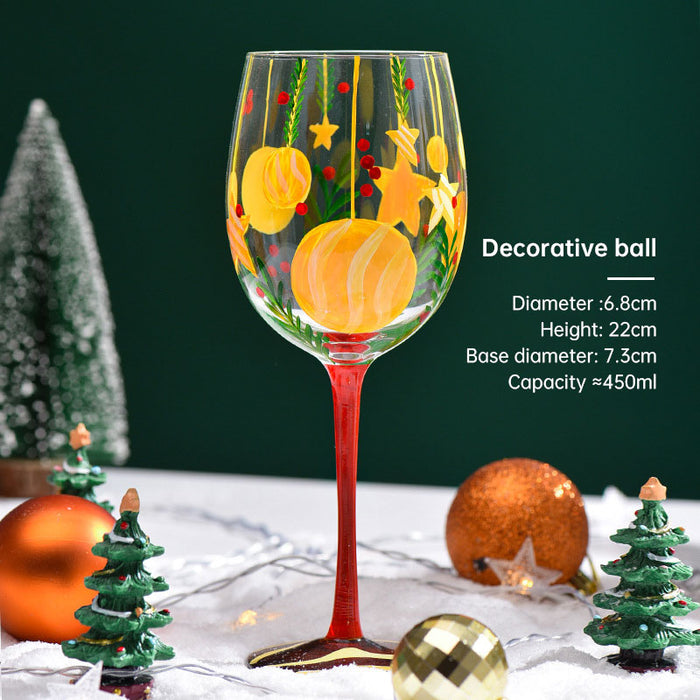 Creative Christmas Tree Glass Red Wine Glass Snowman Goblet Hand Painted Glass Christmas Decoration Red Wine Glass