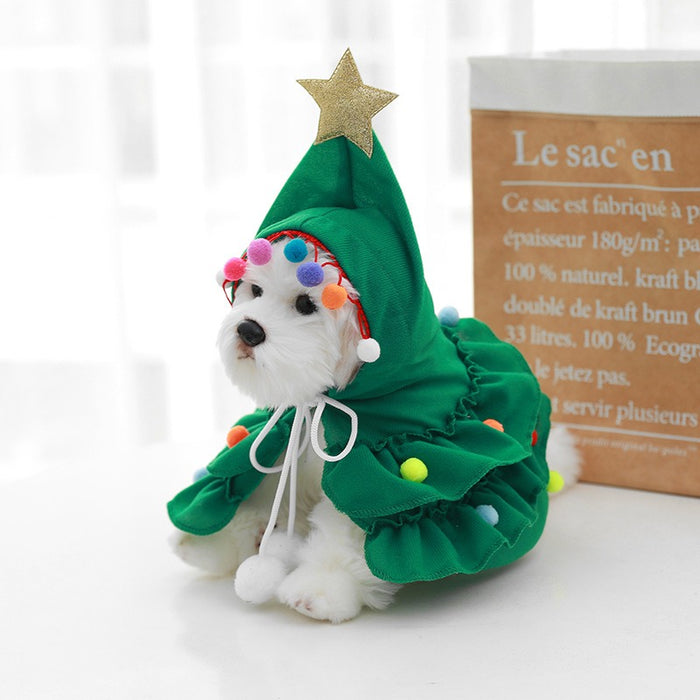 New Christmas Pet Clothes Small and Medium Kojifa Christmas Tree Dog Cloak