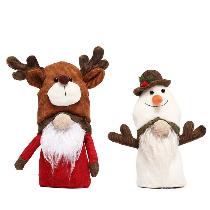 New Christmas decorations double-headed Rudolph doll snowman doll small ornaments window dress up