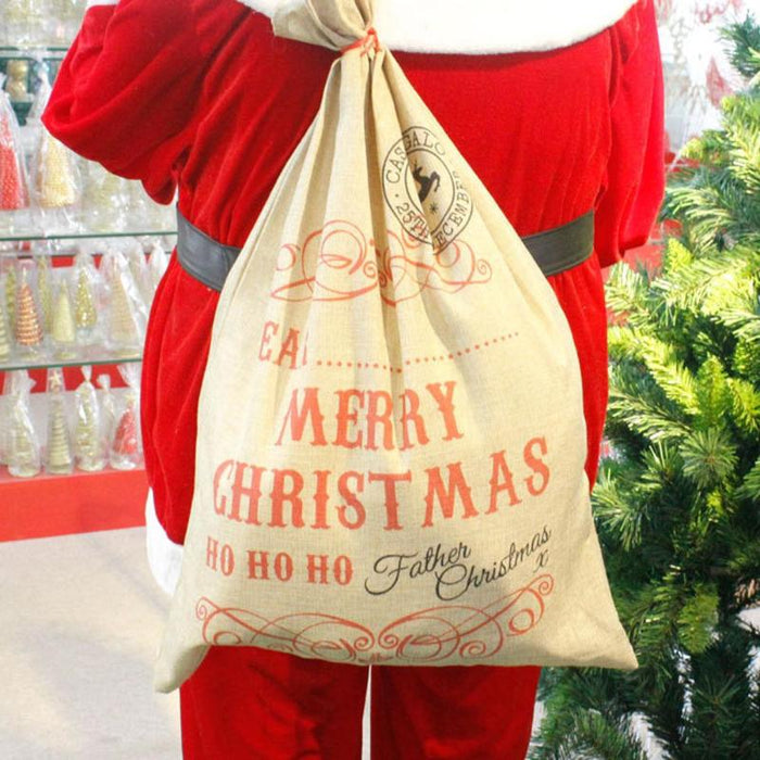 Big Size Merry Christmas Linen Gift Bag Santa Claus Sacks