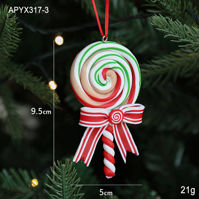 Polymer Clay Simulation Lollipop Hanging Pieces New Christmas Decoration Supplies