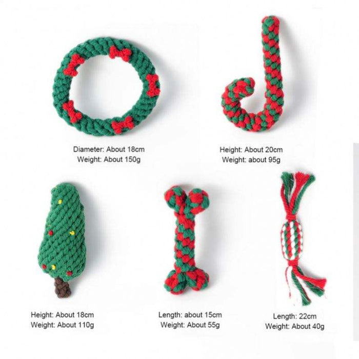 Christmas Pet Cotton Rope Toy Cane Tooth Cleaning Dog Tooth