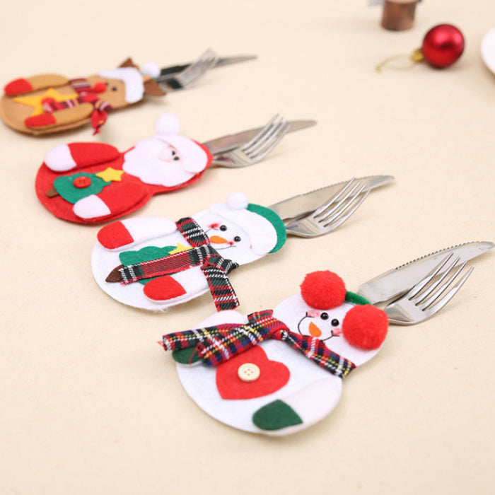 Christmas Tableware Sets Knife And Fork Sets Table Sets Decorative Santa Snowman Christmas Decoration Supplies