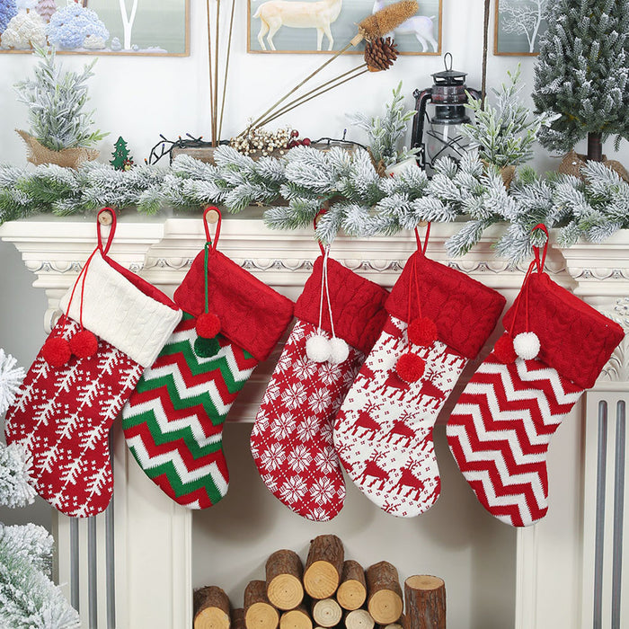 Large Christmas Stockings Gifts Cloth Santa Elk Socks Xmas Lovely Gift Bag For Children Fireplace Tree Christmas Decoration