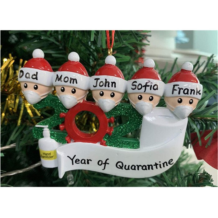 Quarantine Christmas Decoration Gift Personalized Hanging Ornament Pandemic -Social Party Distancing Santa Claus with Mask