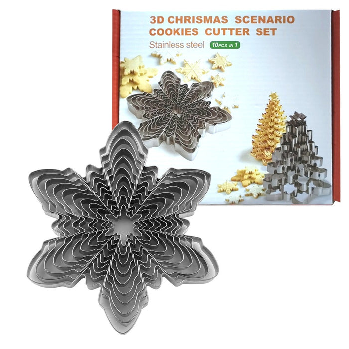 Christmas  snowflake three-dimensional biscuit mold biscuit cut into 10 pieces set