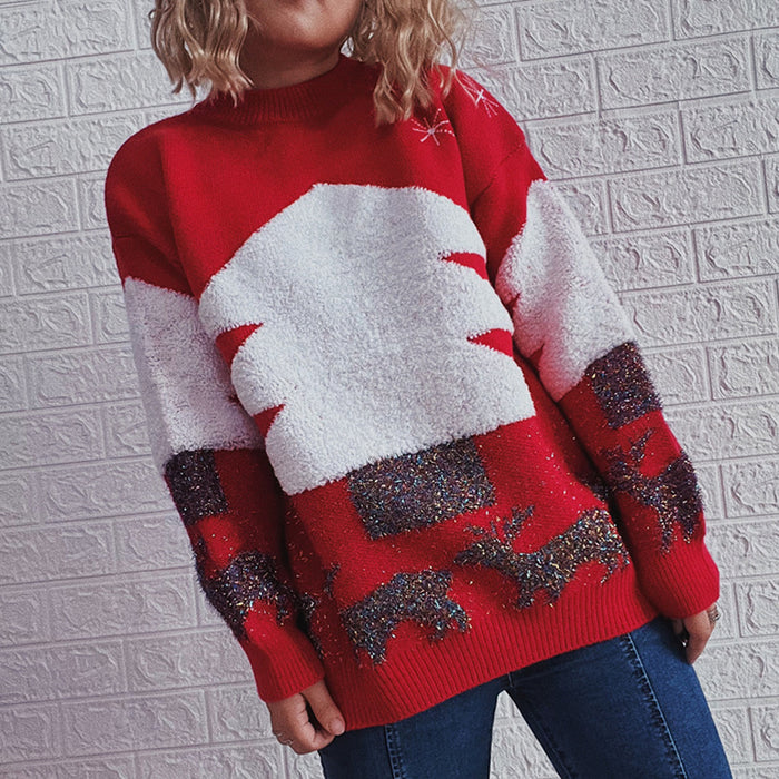 Women's Jacquard Snowflake Ribbon Woven Thickened Sweater