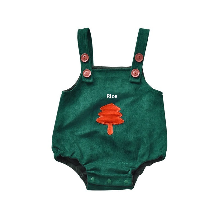 New Christmas Eve Cute Suspenders Romper Onesie Outerwear