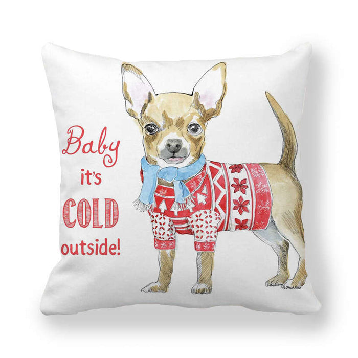 Christmas Cartoon Cute Dog Peach Skin Fabric Style Pillow Cover