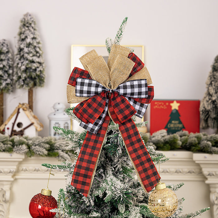 Christmas Decorations Gift Box Plaid Ribbon