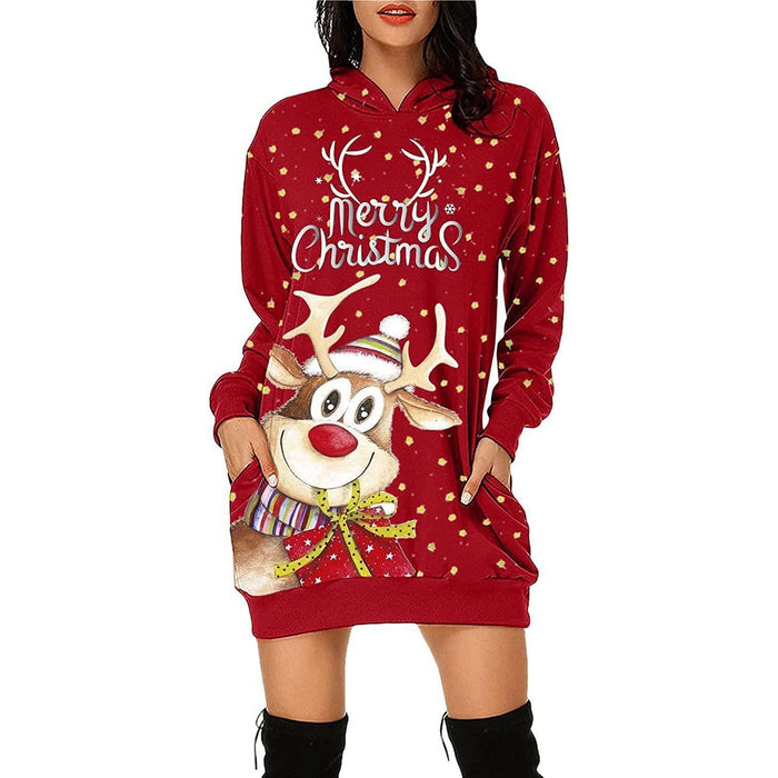 New Winter Women's Christmas Hoodie Skirt