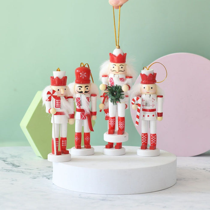 13CM Nutcracker Soldier Puppet Drum Style British Christmas Decoration Holiday Small Gift Pendant