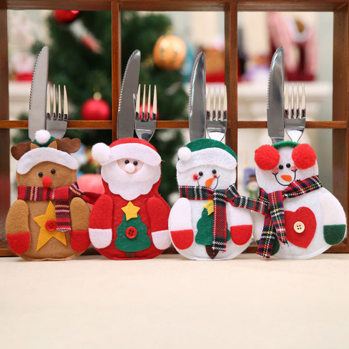 Christmas Tableware Sets Knife And Fork Sets Table Sets Decorative Santa Snowman Christmas Decoration Supplies