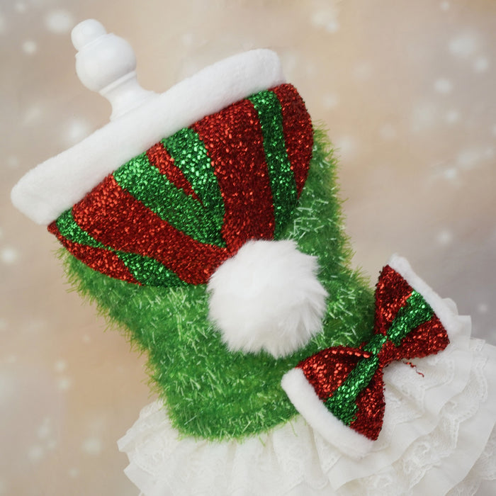 Christmas Cross border Pet Dog Clothes Christmas Atmosphere Hooded Cake Skirt