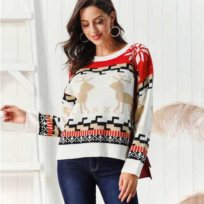 Women's Christmas Crew Neck Pullover Sweater