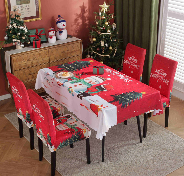 Christmas Chair Cover Digital Printed Tablecloth Chair Cover Waterproof And Oil Proof Christmas Tablecloth Christmas Chair Cover