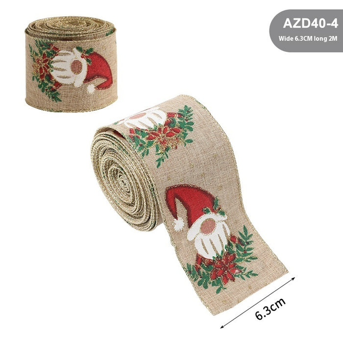 Linen Christmas Ribbon Christmas Tree Rattan Garland Decorative Ribbon