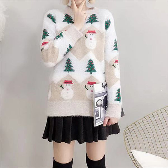 Christmas Sweater Women Casual Pullover Oversized Knitted Sweater Winter Jumper Autumn Knitwear