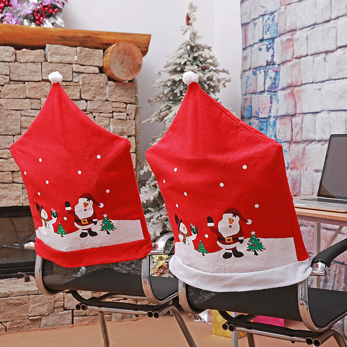 Christmas Chair Cover Paint Printing Non-Woven Santa Claus Christmas Day Table Decoration Supplies Chair Cap