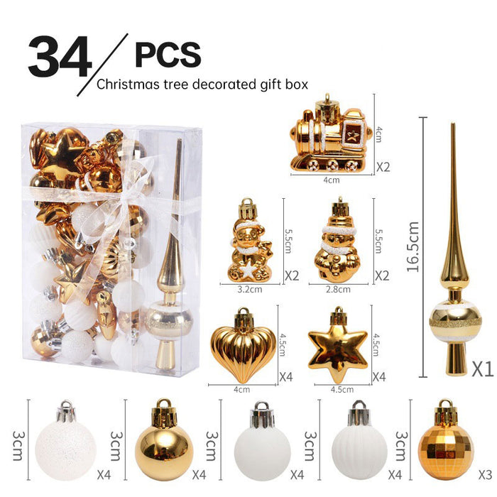 Christmas ornaments 34PCS painted Christmas ball set gift bag mini Christmas tree pendant