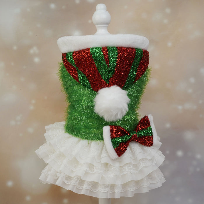 Christmas Cross border Pet Dog Clothes Christmas Atmosphere Hooded Cake Skirt