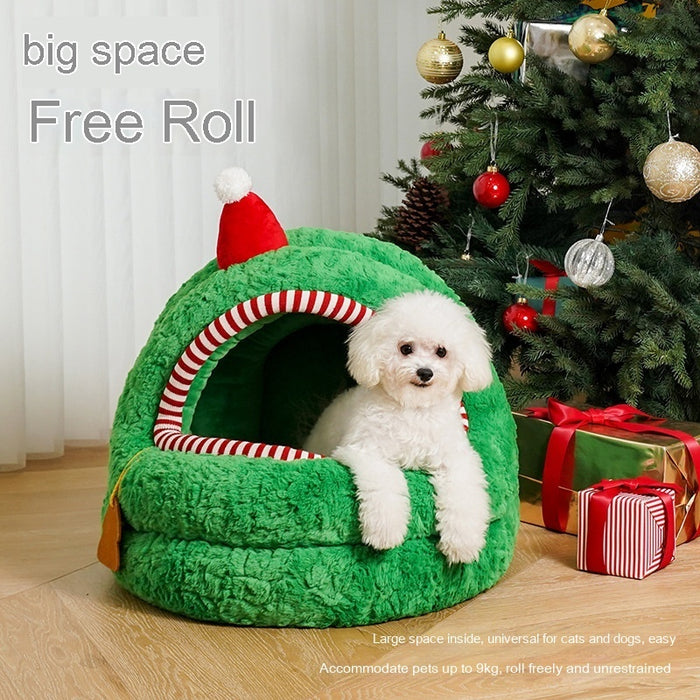 Christmas Green Furry bed Removable Washing