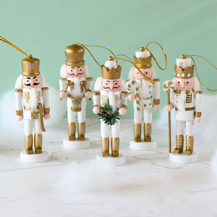 13CM Nutcracker Soldier Puppet Drum Style British Christmas Decoration Holiday Small Gift Pendant