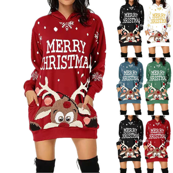 New Winter Women's Christmas Hoodie Skirt