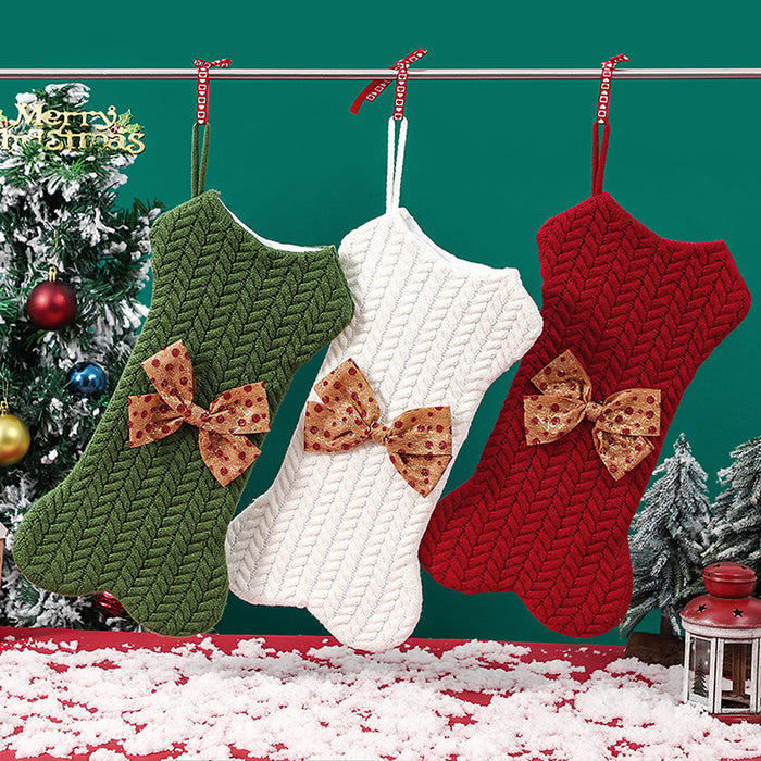 Christmas Decorations Knitting Wool Hanging Gift Bag Christmas Stockings Pendant Large Gift Bag