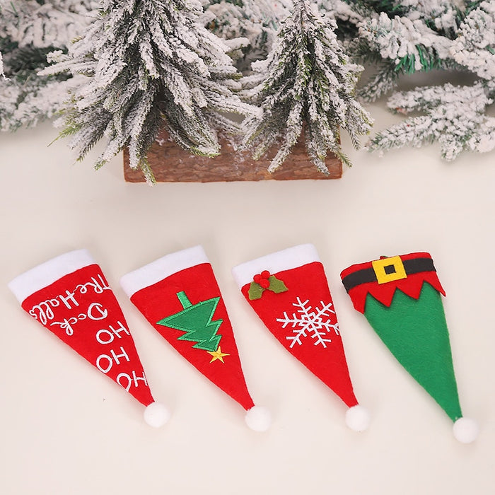 4pcs Christmas Gift Tableware Fork Knife Holder Bag