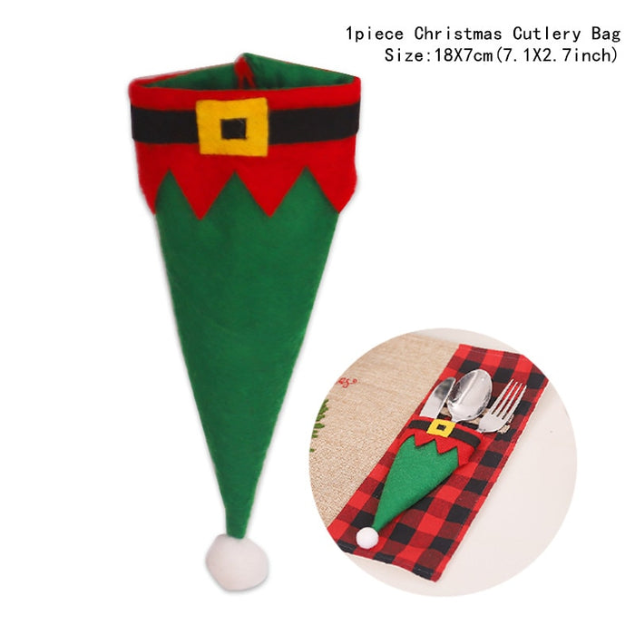 4pcs Christmas Gift Tableware Fork Knife Holder Bag