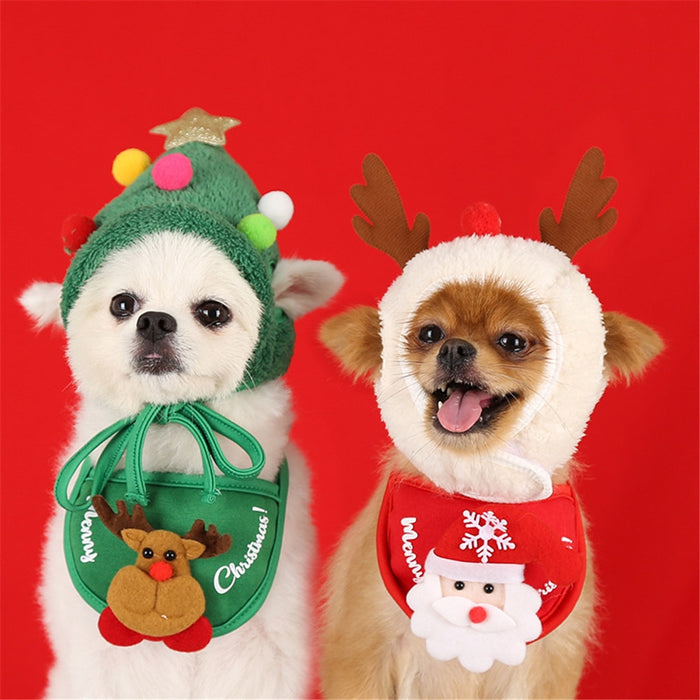 Dog Christmas Bandana Santa Hat Dog Scarf